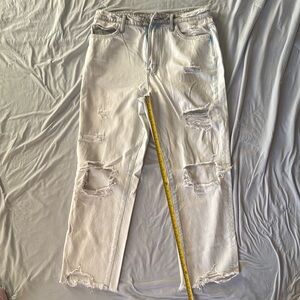 Distressed White Denim Jeans